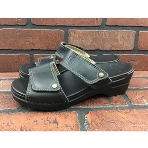SANITA Black Leather 2 Strap Sandals Size 9.5
